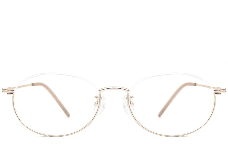 Semi-rimless Golden Metal Glasses #BS1924-0003
