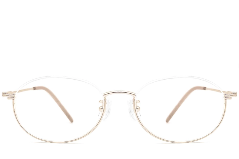 Halfrandloze gouden metalen bril #BS1924-0003