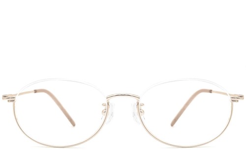 Semi-rimless Golden Metal Glasses #BS1924-0003