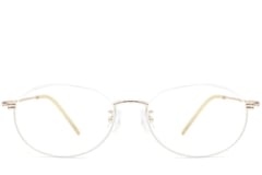Semi-randloze witte metalen bril #BS1924-0004