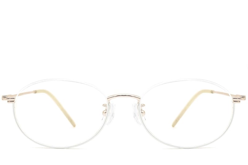 Semi-randloze witte metalen bril #BS1924-0004