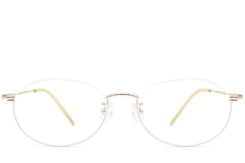 Halbrandlose Brille aus weißem Metall #BS1924-0004