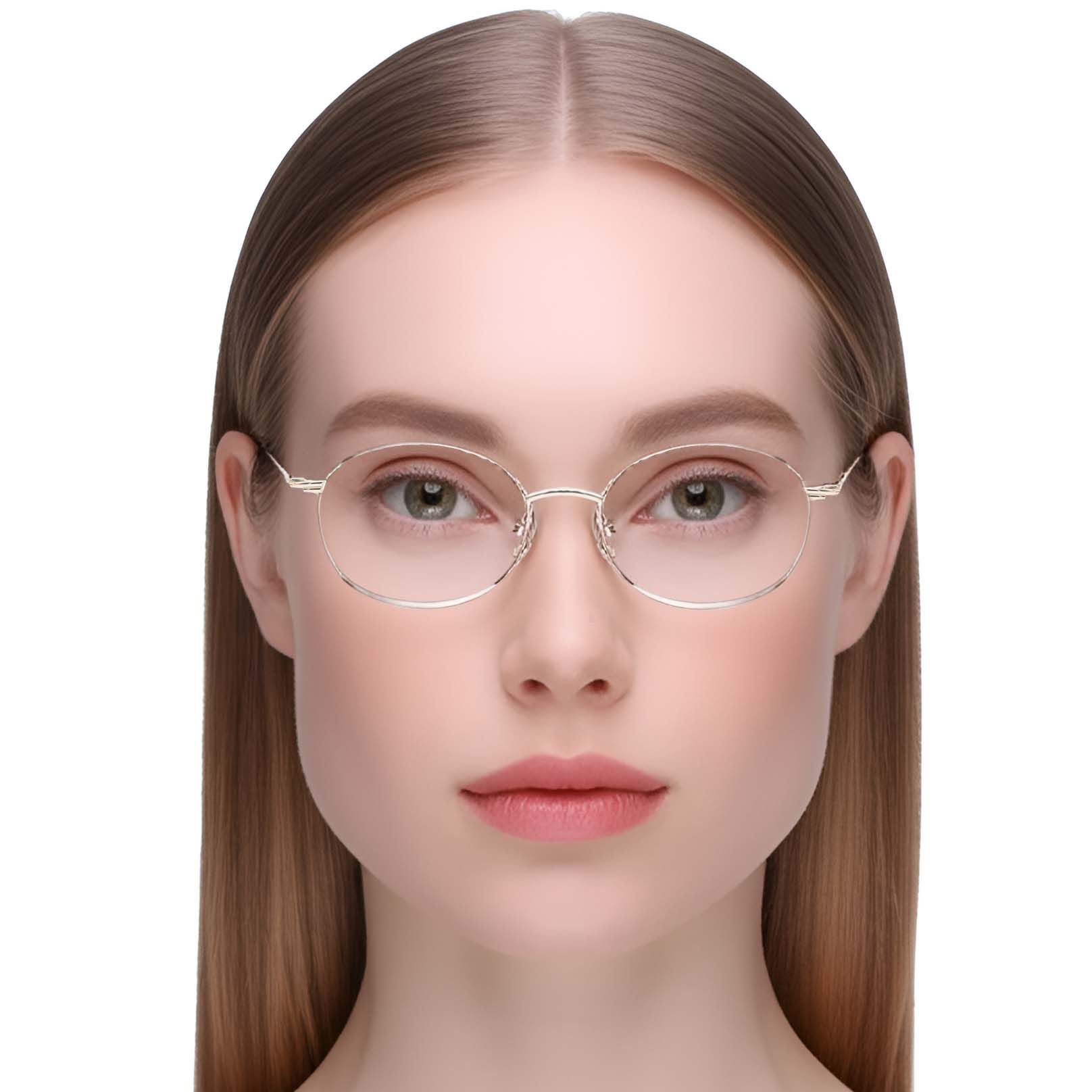 Semi-rimless White Metal Glasses #BS1924-0004