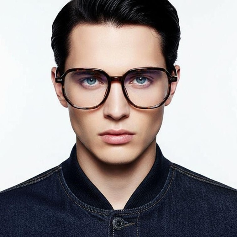 Geometric Tortoiseshell TR90 Glasses #BS1924-0023