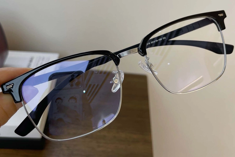 Semi-rimless Silver Metal Glasses #BS1924-0037