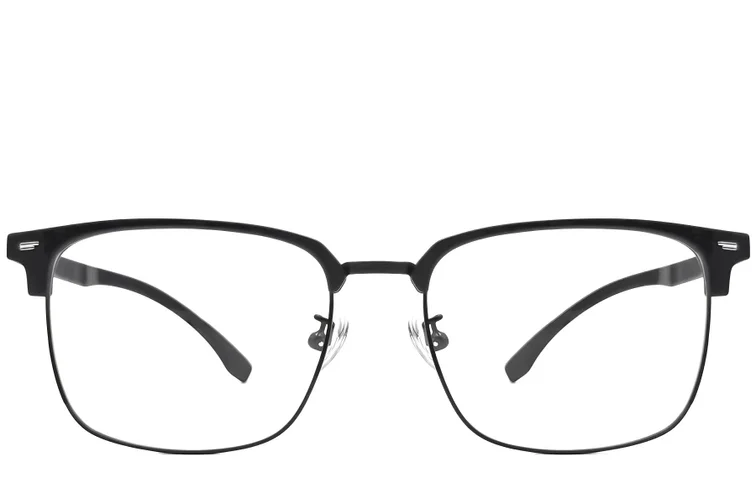 Lunettes de soleil demi-cerclées en métal noir #BS1924-0038
