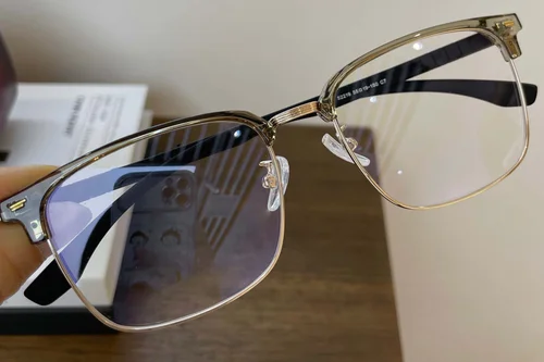 Lunettes de soleil demi-cerclées en métal marron #BS1924-0039