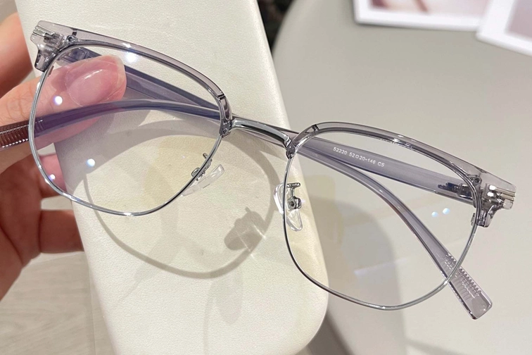 Semi-rimless Grey Metal Glasses #BS1924-0040