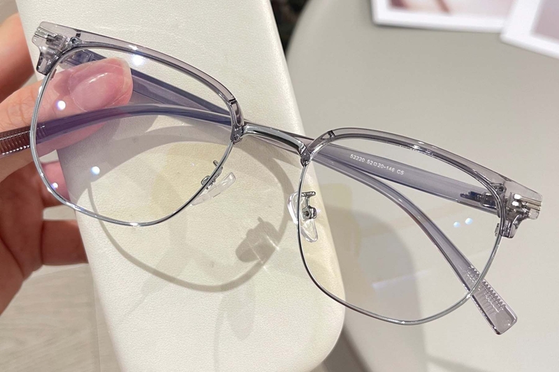 Gafas de metal gris semi al aire #BS1924-0040