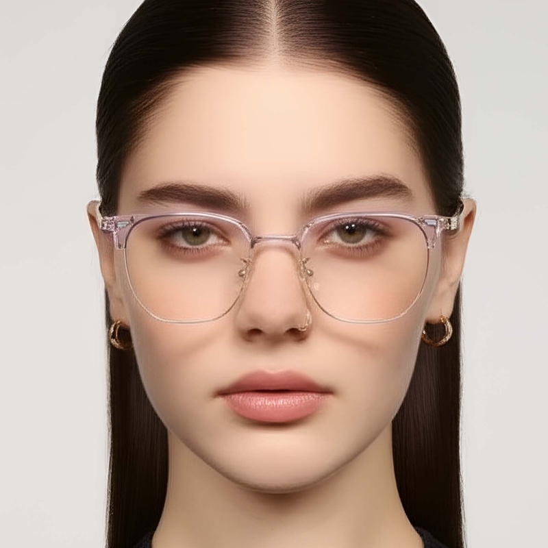 Gafas de metal gris semi al aire #BS1924-0040