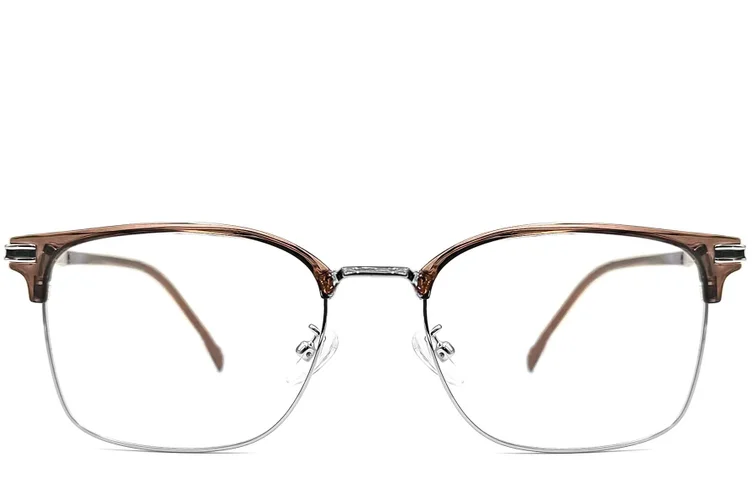 Occhiali semi-senza montatura in metallo marrone #BS1924-0045