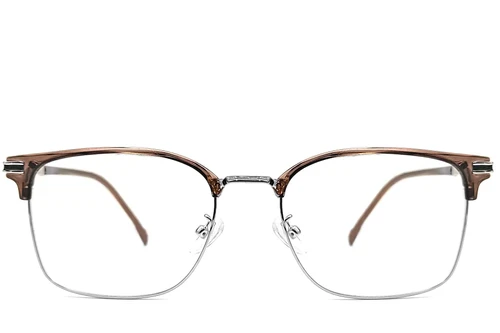 Semi-rimless Brown Metal Glasses #BS1924-0045
