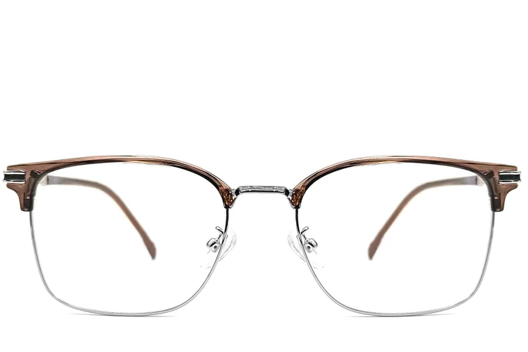 Occhiali semi-senza montatura in metallo marrone #BS1924-0045