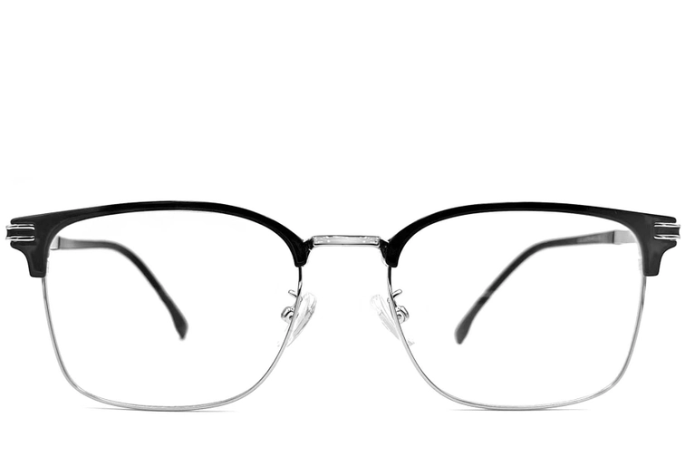 Semi-rimless Silver Metal Glasses #BS1924-0046