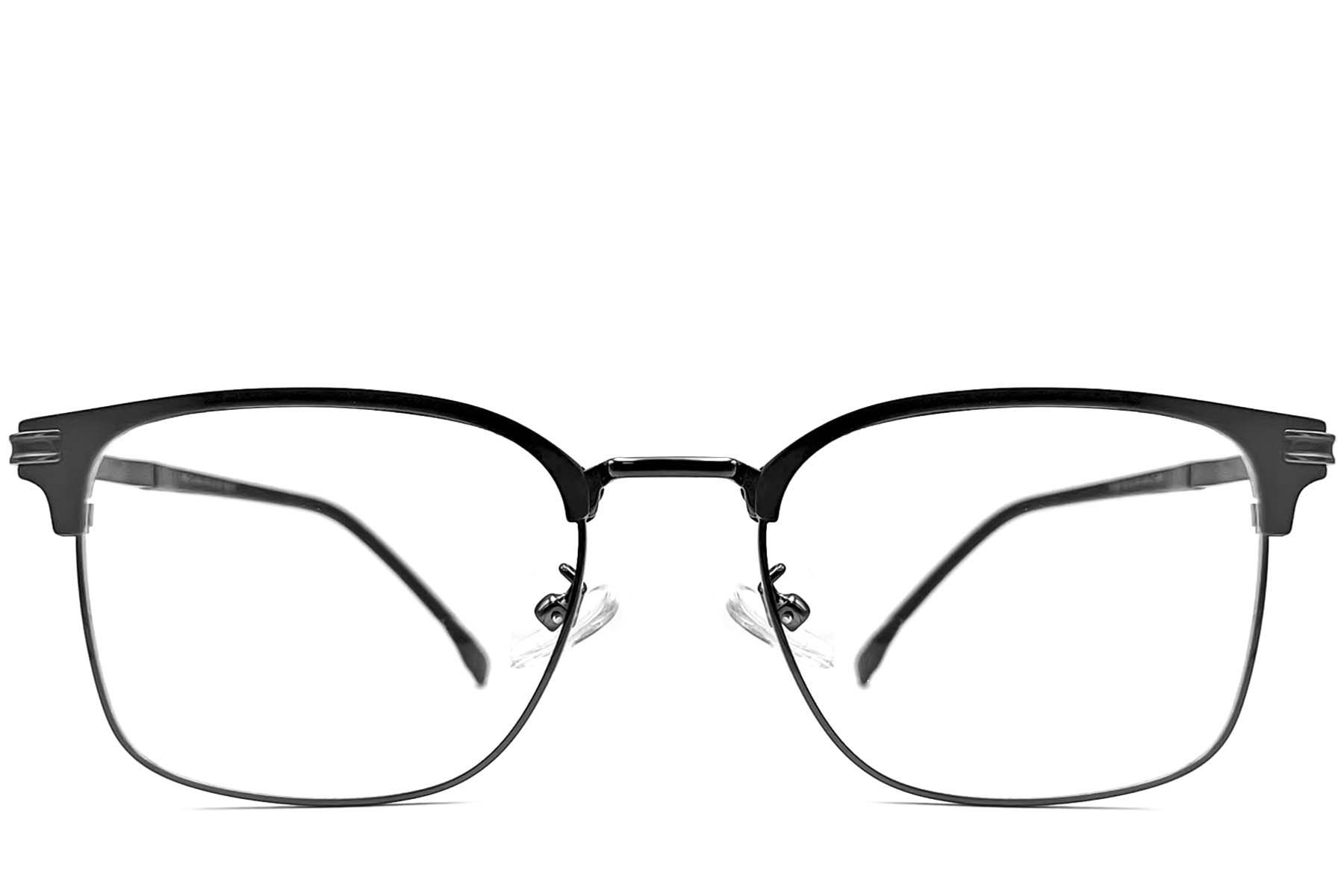 Semi-rimless Black Metal Glasses #BS1924-0047