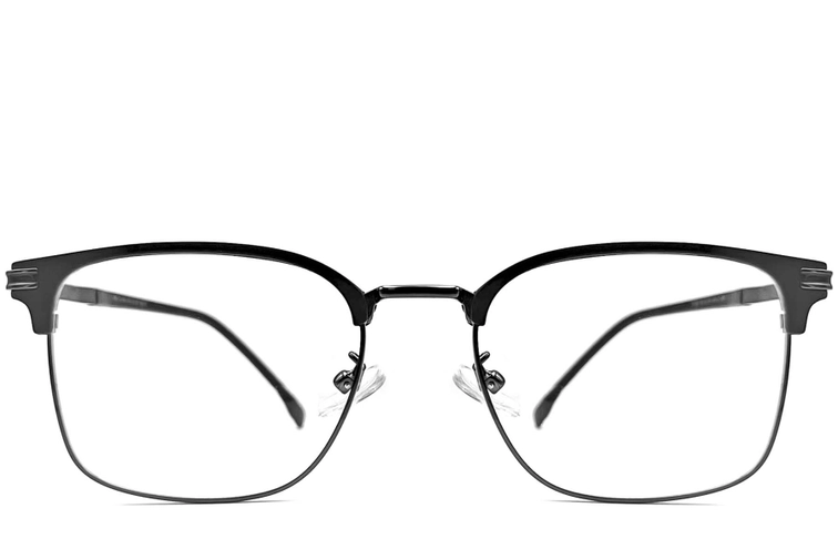 Semi-rimless Black Metal Glasses #BS1924-0047
