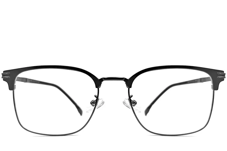 Semi-rimless Black Metal Glasses #BS1924-0047