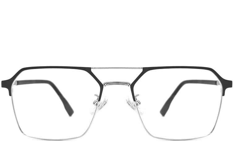 Pilotenbrille aus silbernem Metall #BS1924-0048