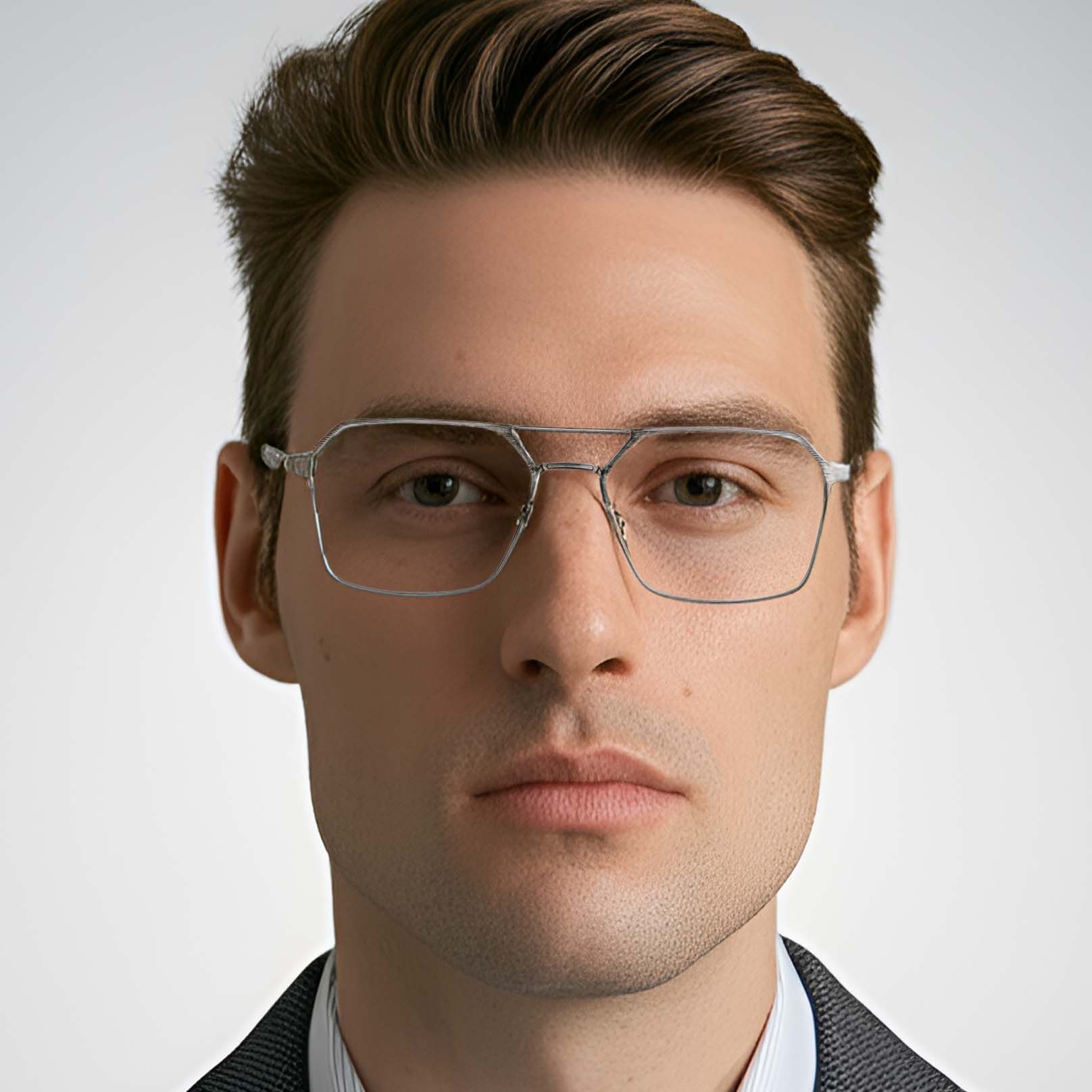 Aviator Grey Metal Glasses #BS1924-0050