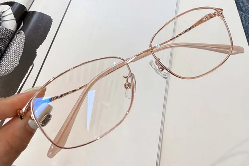 Lunettes rectangulaires en métal rose #BS1924-0056