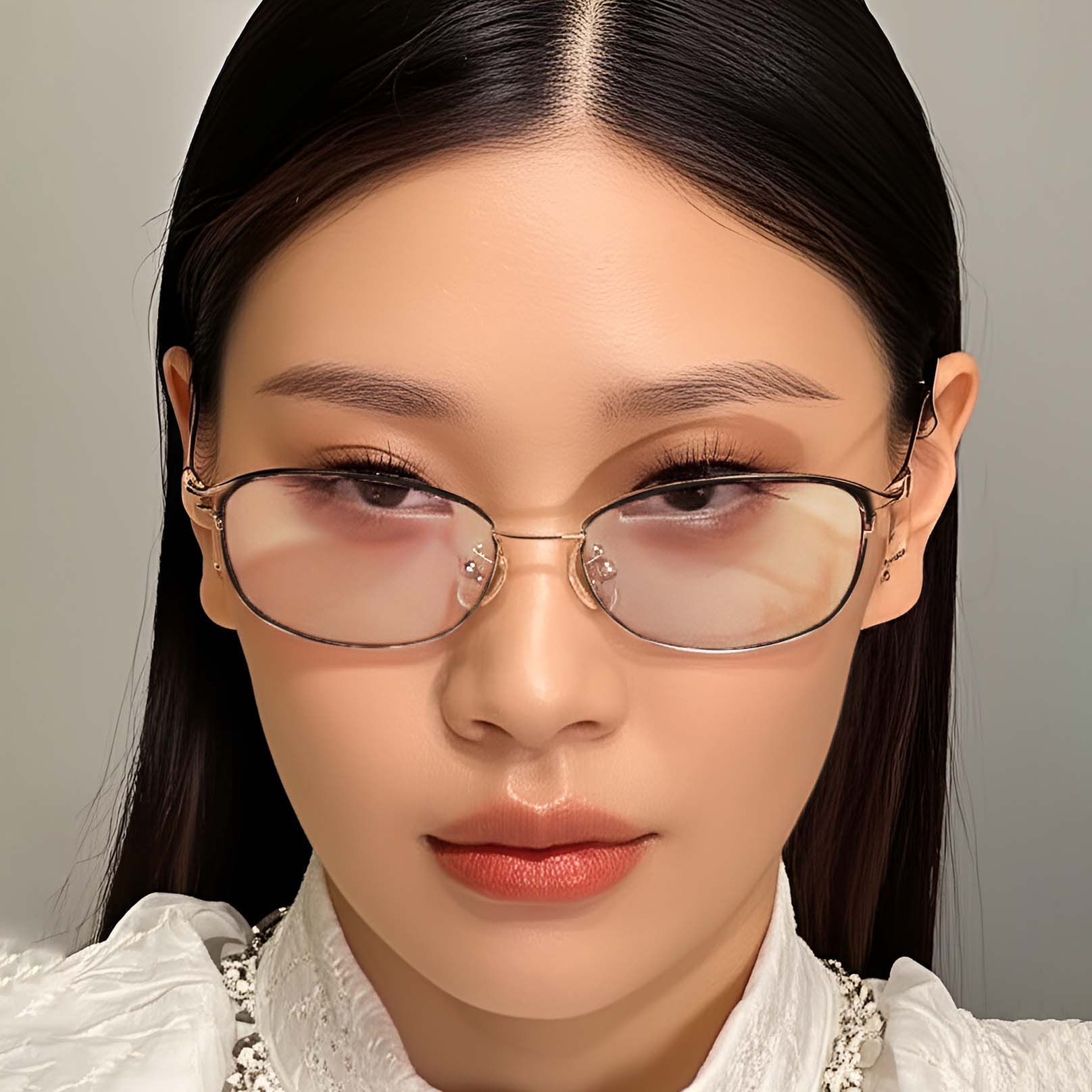 Rectangular Red Metal Glasses #BS1924-0058