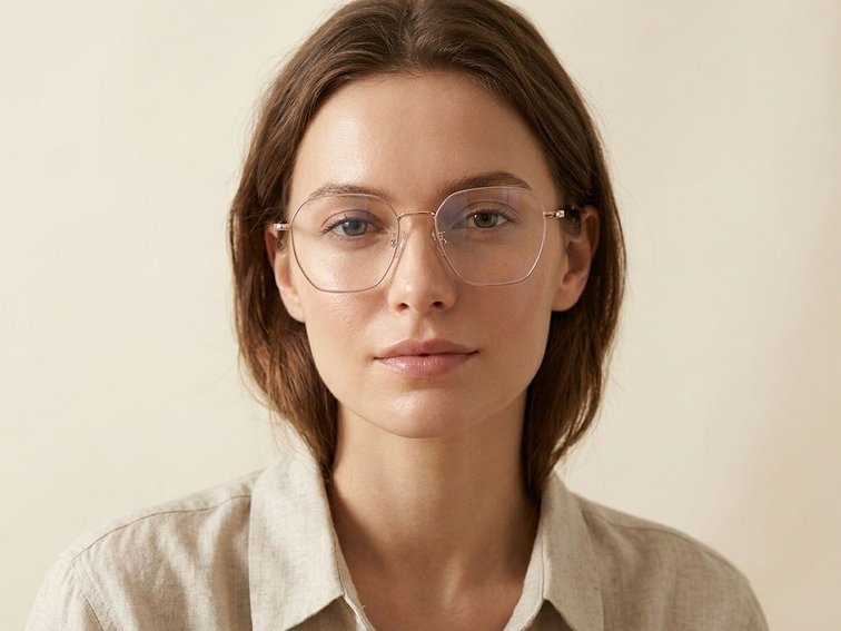 Lunettes géométriques en métal rose #BS1924-0061