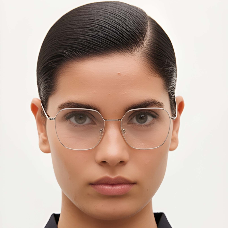 Geometrische Silbermetallbrille #BS1924-0062