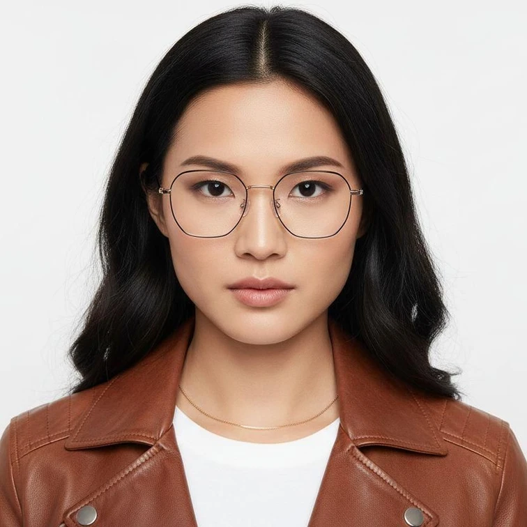 Gafas geométricas de metal negro #BS1924-0063