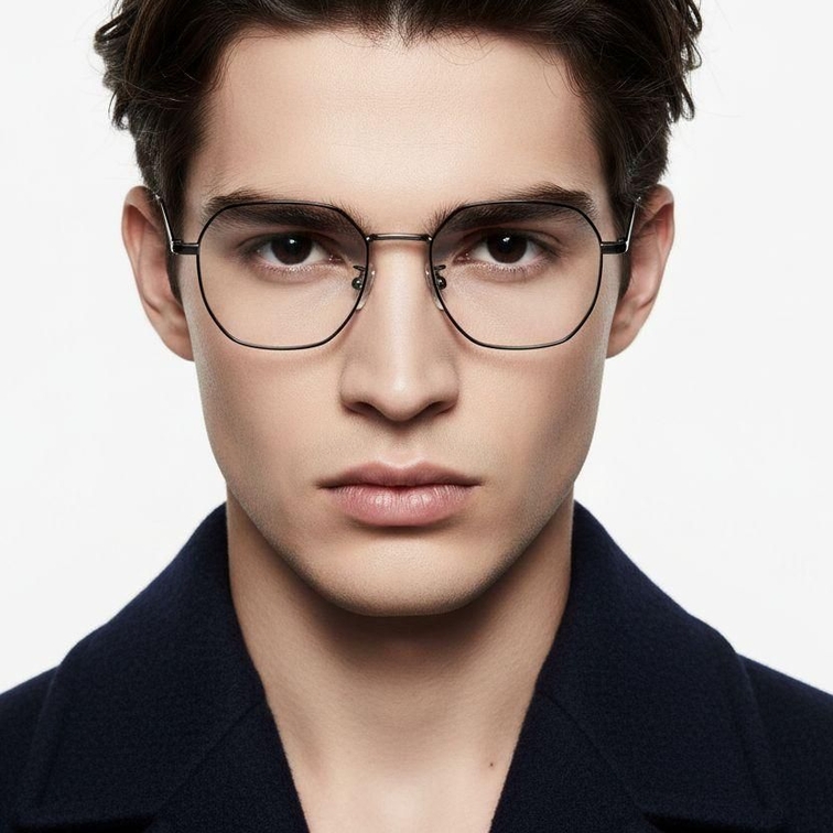 Gafas geométricas de metal negro #BS1924-0064