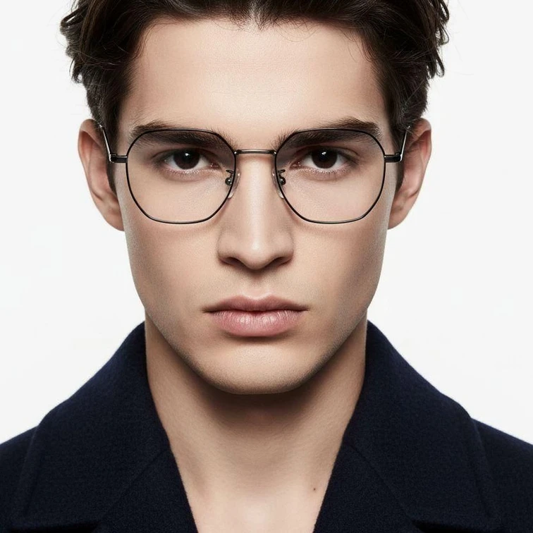 Gafas geométricas de metal negro #BS1924-0064