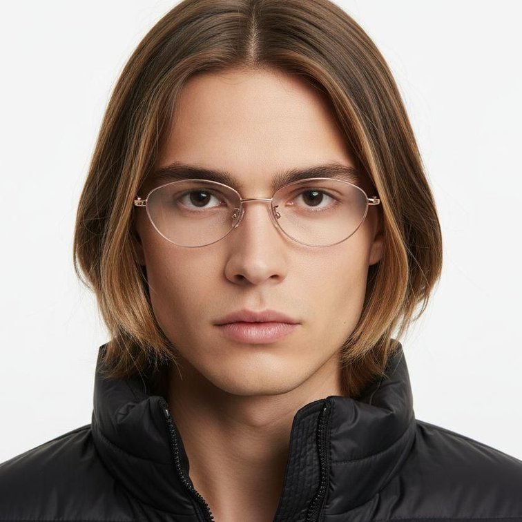 Oval Pink Metal Glasses #BS1924-0066