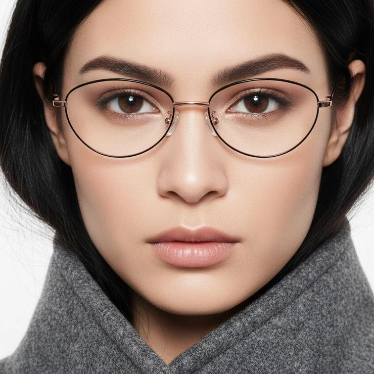 Oval Black Metal Glasses #BS1924-0067