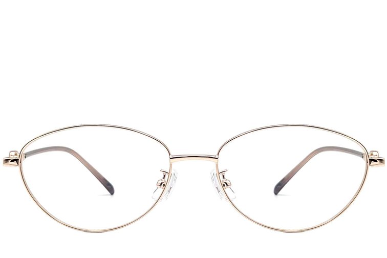 Oval Golden Metal Glasses #BS1924-0068