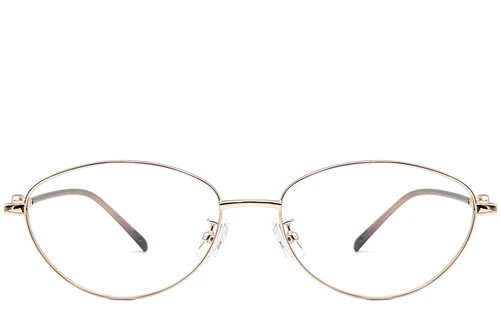 Oval Golden Metal Glasses #BS1924-0068