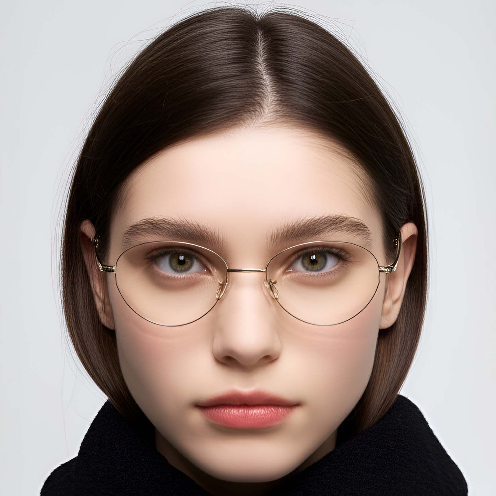 Gafas ovaladas de metal dorado #BS1924-0068