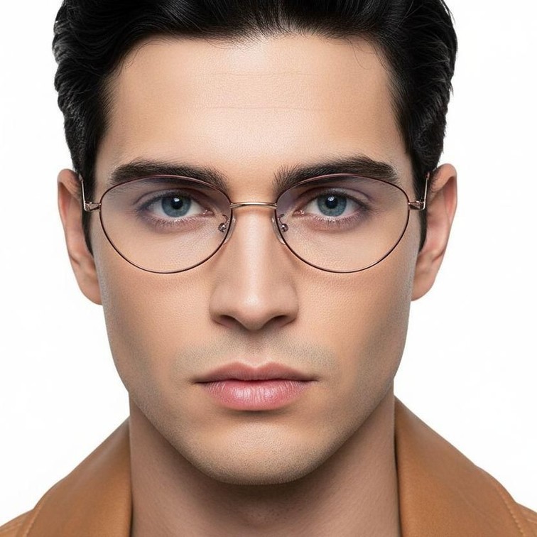 Oval Red Metal Glasses #BS1924-0069