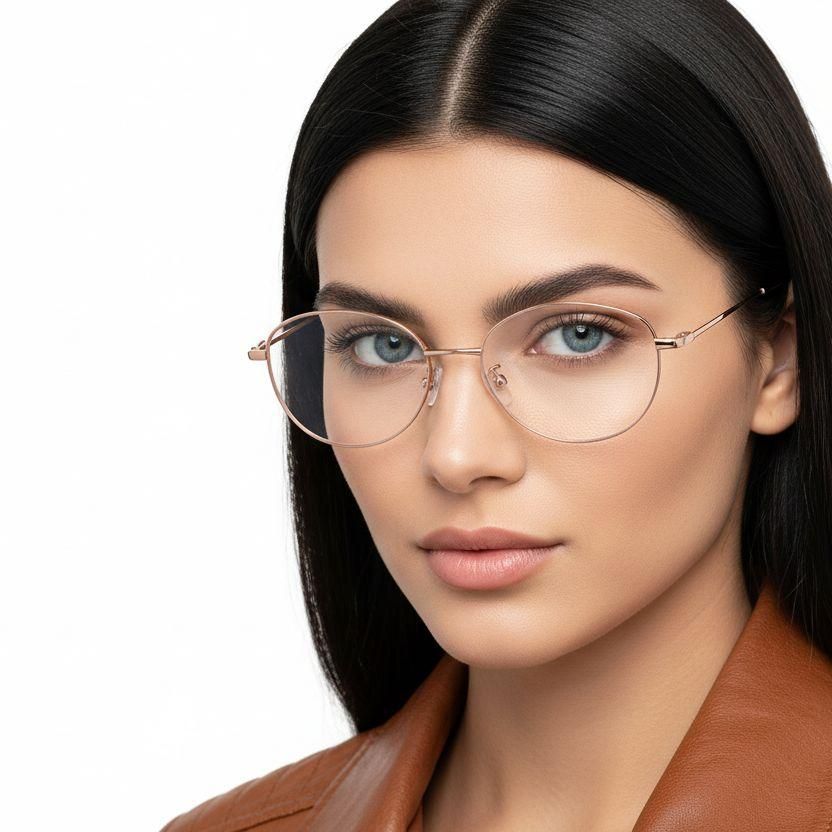 Oval Pink Metal Glasses #BS1924-0070