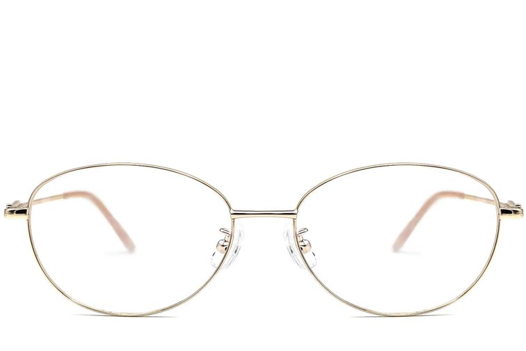 Oval Golden Metal Glasses #BS1924-0072