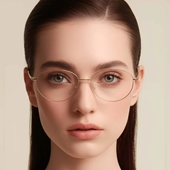 Oval Golden Metal Glasses #BS1924-0072