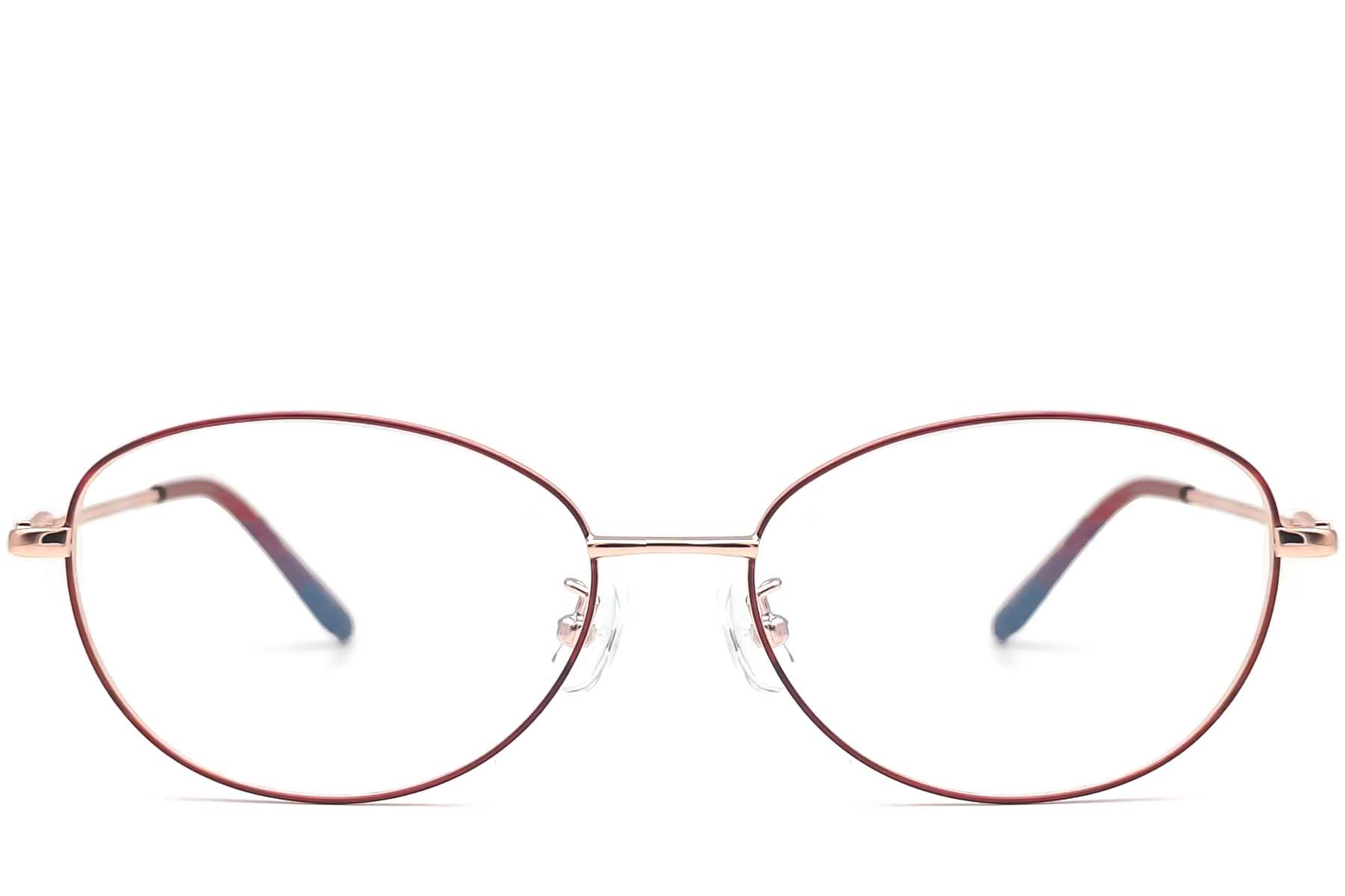 Oval Red Metal Glasses #BS1924-0073