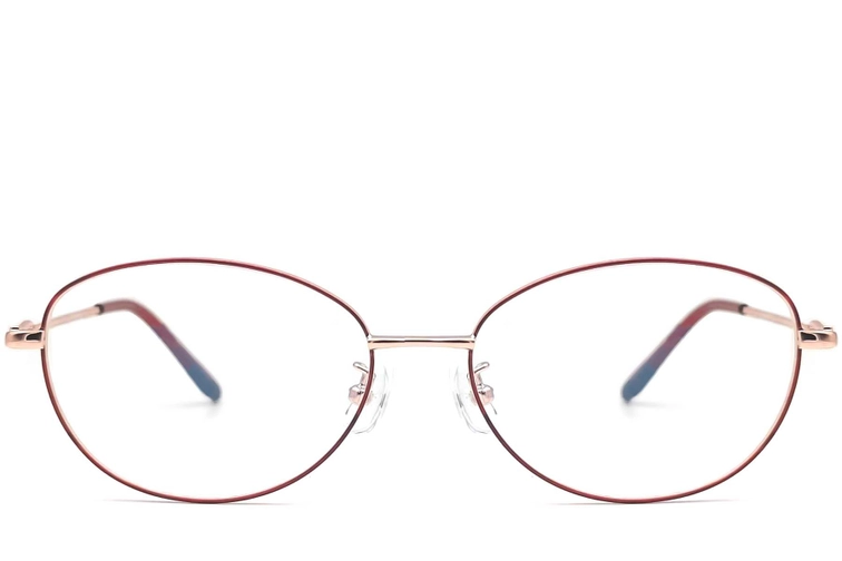 Oval Red Metal Glasses #BS1924-0073
