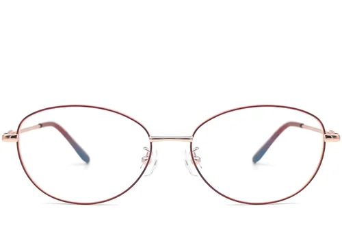 Lunettes ovales en métal rouge #BS1924-0073
