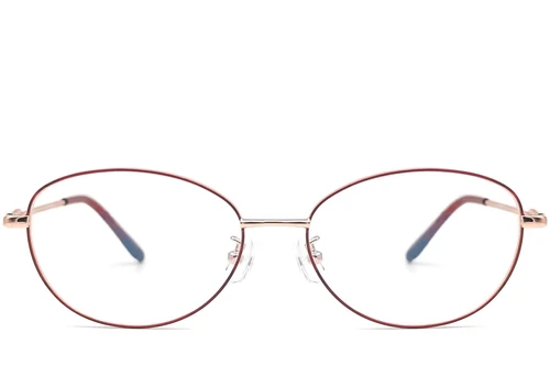 Oval Red Metal Glasses #BS1924-0073