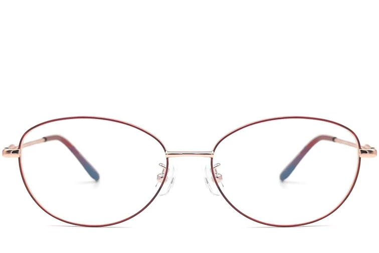 Oval Red Metal Glasses #BS1924-0073