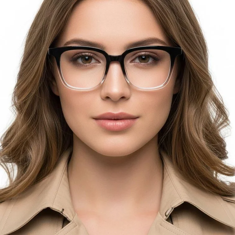 Rechteckige schwarze TR90-Brille #BS1924-0102