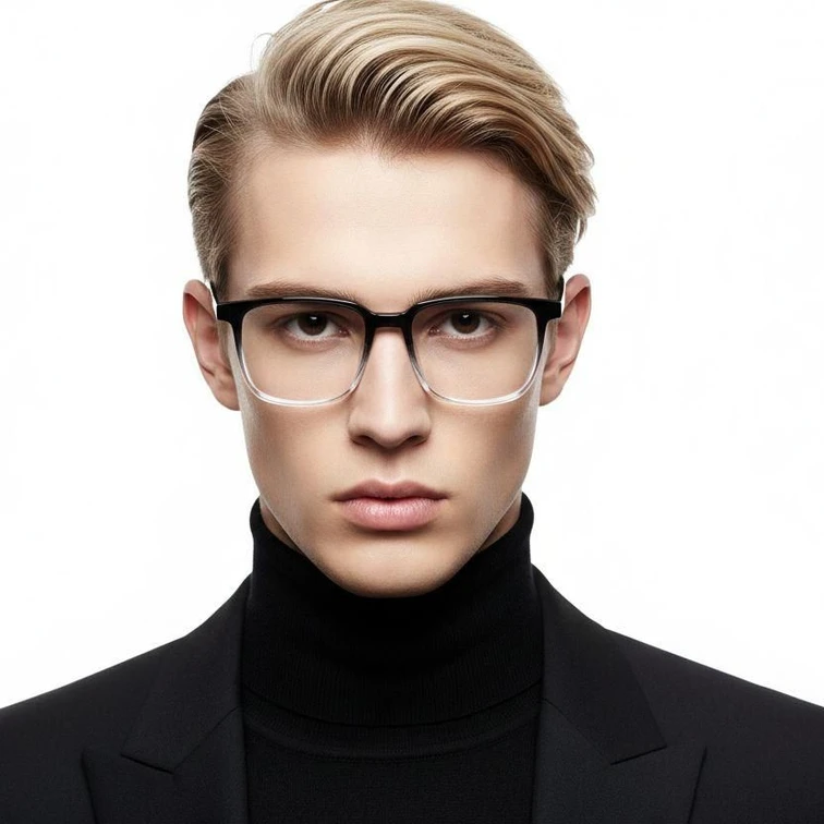 Rechteckige schwarze TR90-Brille #BS1924-0140