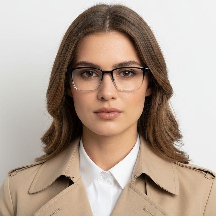 Rechteckige schwarze TR90-Brille #BS1924-0205