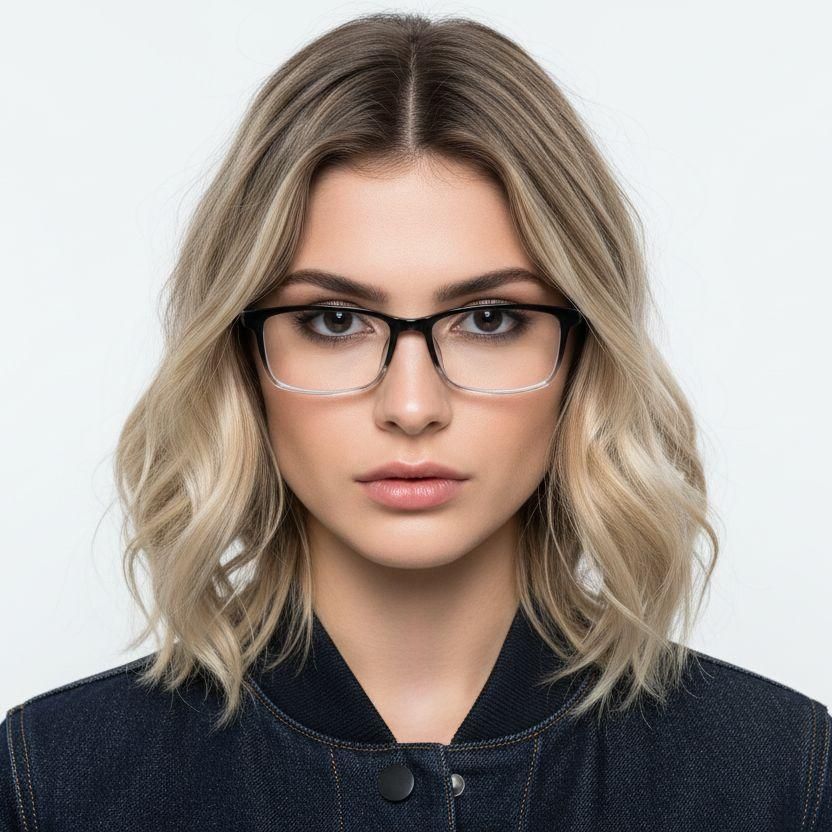 Rechteckige schwarze TR90-Brille #BS1924-0235