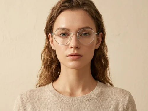 Lunettes ovales en titane argenté #BS1924-0347