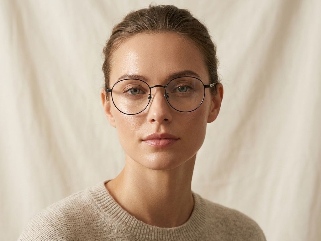 Gafas ovaladas de titanio negro #BS1924-0348